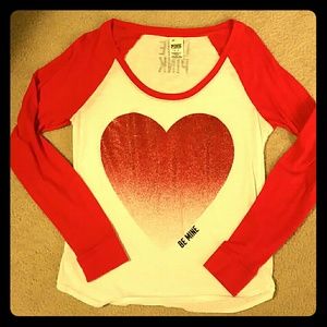 VS PINK Bling Heart Baseball Tee