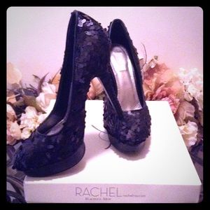 Rachel Roy black sequin shoes