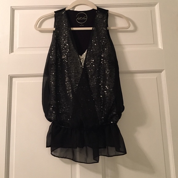 INC International Concepts Tops - INC Black Sequin Top
