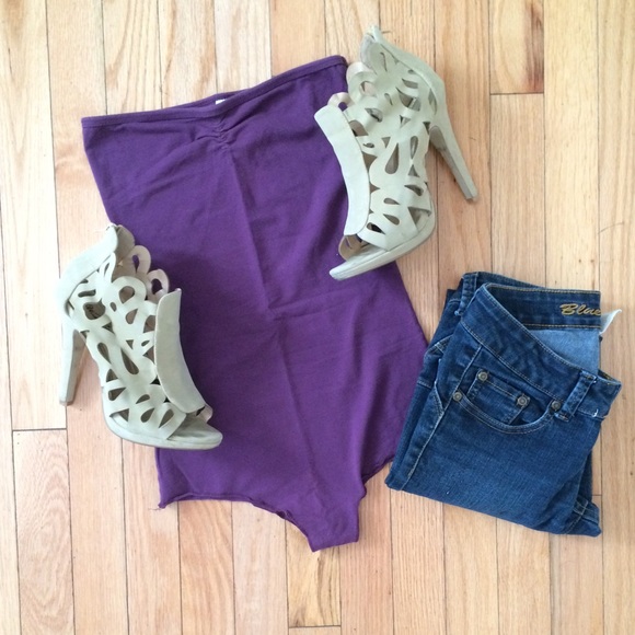 American Apparel Strapless Ruched Bodysuit