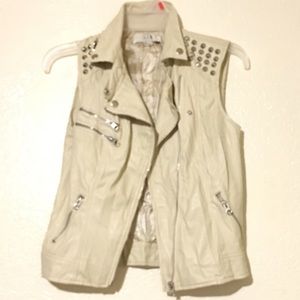 Faux leather motorcycle jacket vest