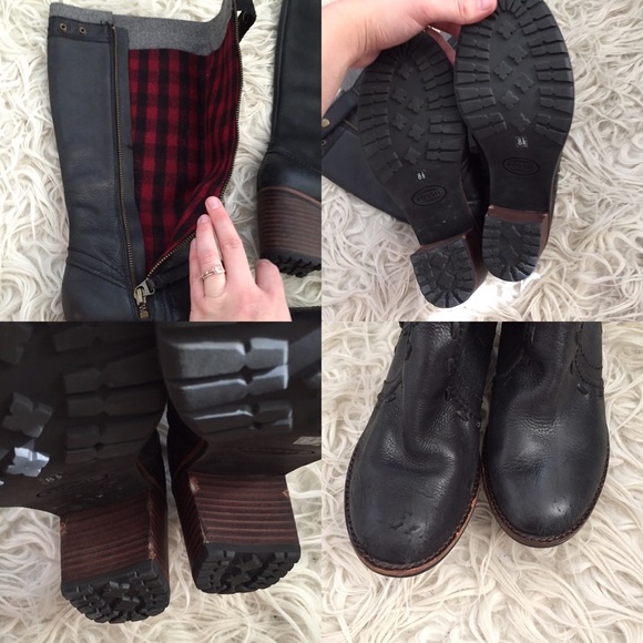 Fall Fossil Black Knee High Zip Up Leather Boots - Picture 4 of 4