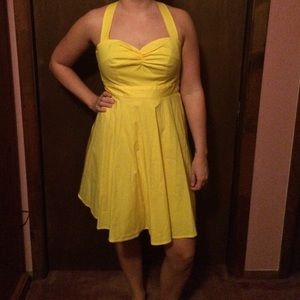 Victoria's Secret yellow fit and flare cut out