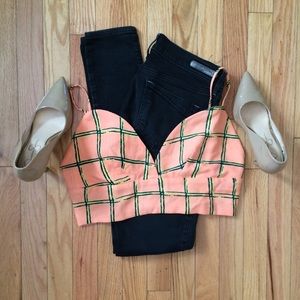 NWT Fashion Union Orange Grid Print Bralette