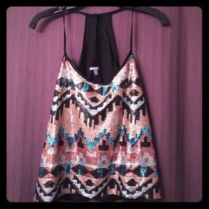 Sequin Aztec racerback top