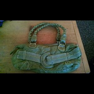 Small green leather bag