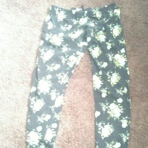 Blue floral print leggings