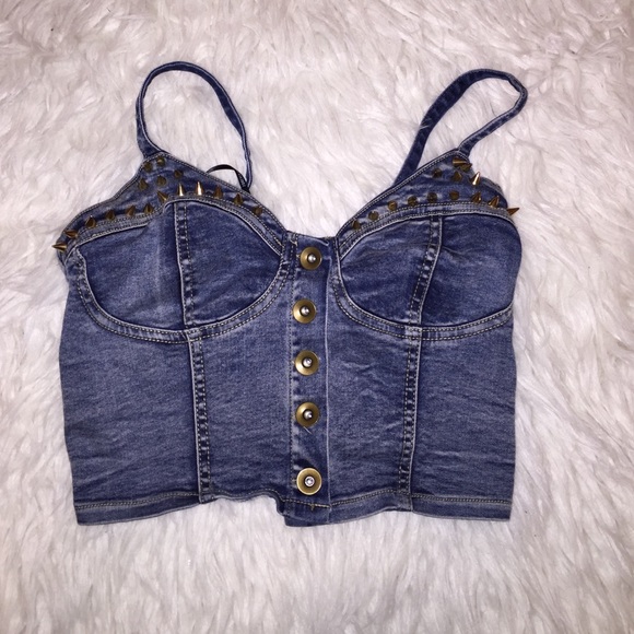 Forever 21 Studded Denim Bustier