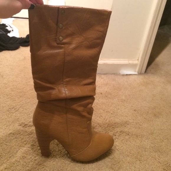 Long tan boots