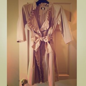 J Crew Ruffled Lightweight Trenchcoat