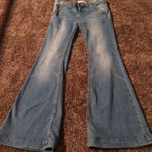 FREE PEOPLE denim bell bottoms.
