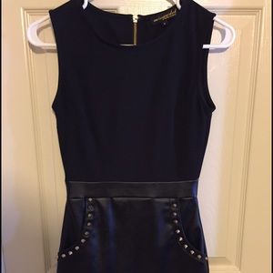 Black Dress with Leather Skirt w/gold studs/spikes