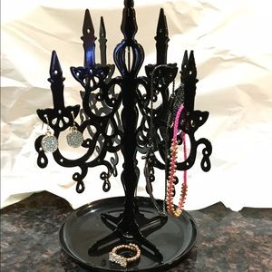 Black chandelier jewelry stand