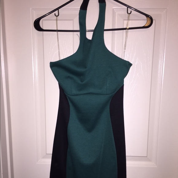 Black & Green Halter Dress