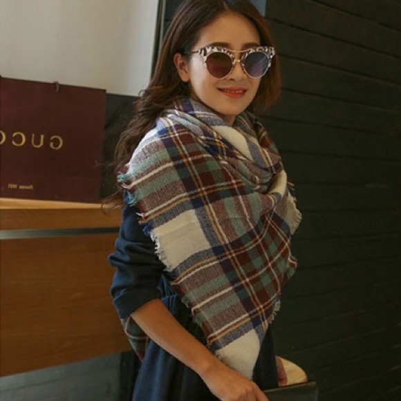Blue Brown Blanket Scarf