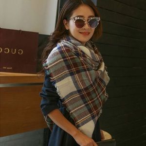 Blue Brown Blanket Scarf
