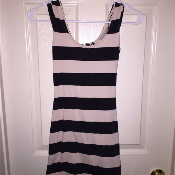 H&M Cream & Black Striped Dress