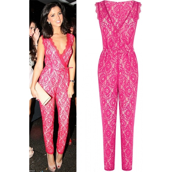 Pink lace jumpsuit