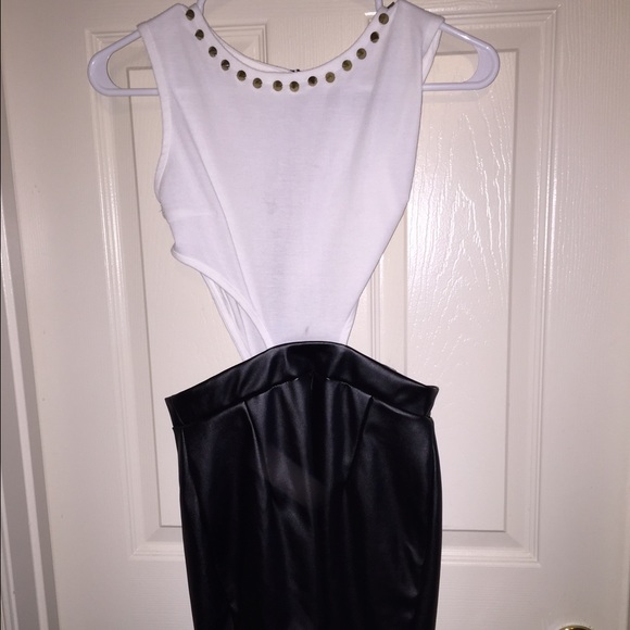 Black & White Dress w/gold spikes/studs