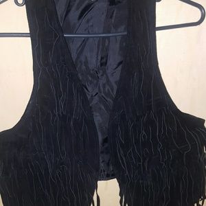 Suede fringe vest