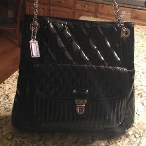 Coach black patent leather shoulder bag