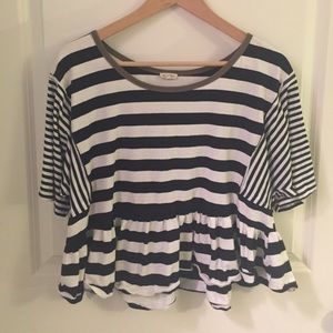 NEVER WORN black and white striped peplum shirt