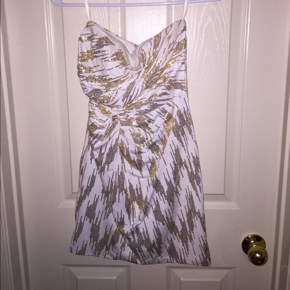 White & Gold Sequin Arden B dress