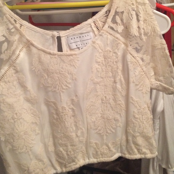 pacSun lace detailed white crop top