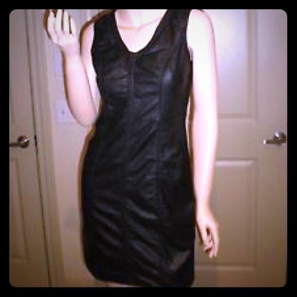 Max Studio Faux Leather black dress