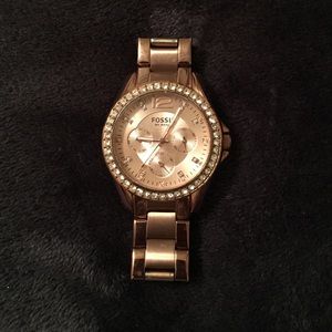 Stainless steel rose gold Fossil watch