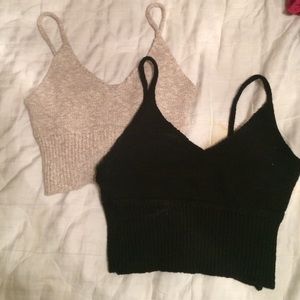 Sweater material crop tops.