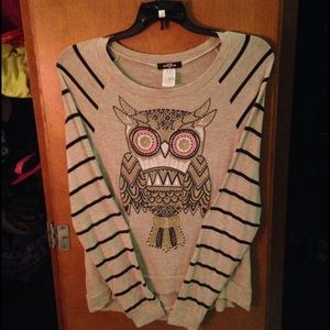 🌸[06] Long Striped Sleeved Shirt w/ Owl