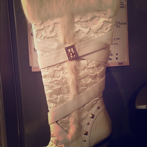White fur heels baby phat