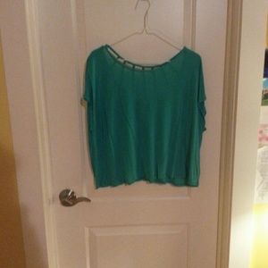 Turquoise open back crop top