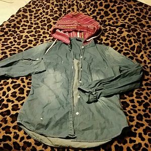 Hooded button up