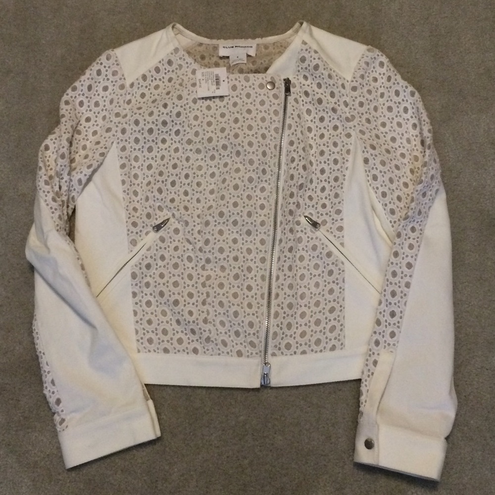 Club Monaco Lace Look Moto Jacket