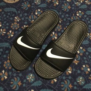 Nike Black Benassi Swoosh Slide On Shoes