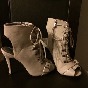 Lace up open toe booties
