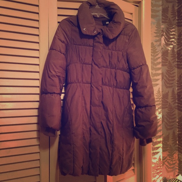 chocolate brown puffy long jacket