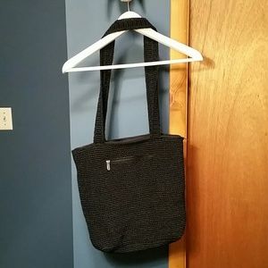 The Sak dark blue crocheted purse