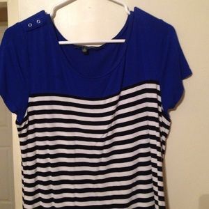 Stripped and blue shirt