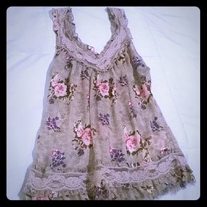 Floral sheer sleeveless top