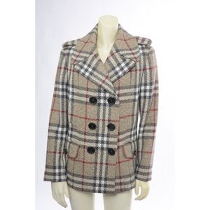 SOLD👍😀100%  Burberry Nova Check Pea Coat