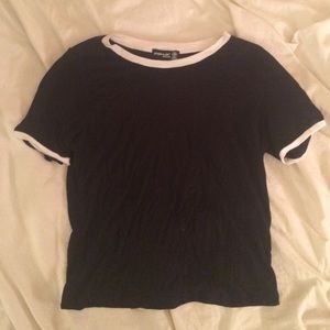 Black cropped shirt with White trim