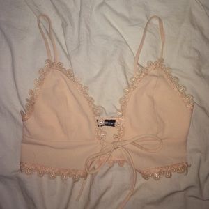 Blush Floral Trim Crop Top