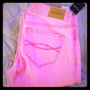 NWT girls Abercrombie pink slim jeans size 16