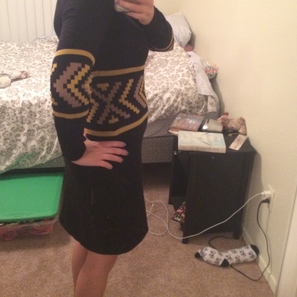 Final sale!! Black and gold sweater dress - Picture 2 of 3