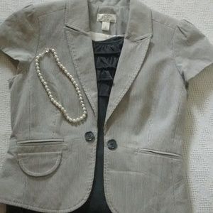 Short Sleeved LOFT Pinstriped Waist Jacket