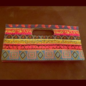 Multi color print & pattern clutch