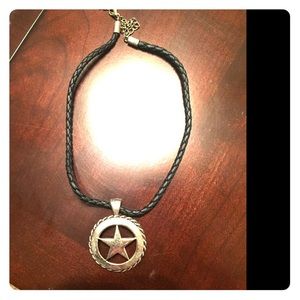 Leather /silver star necklace